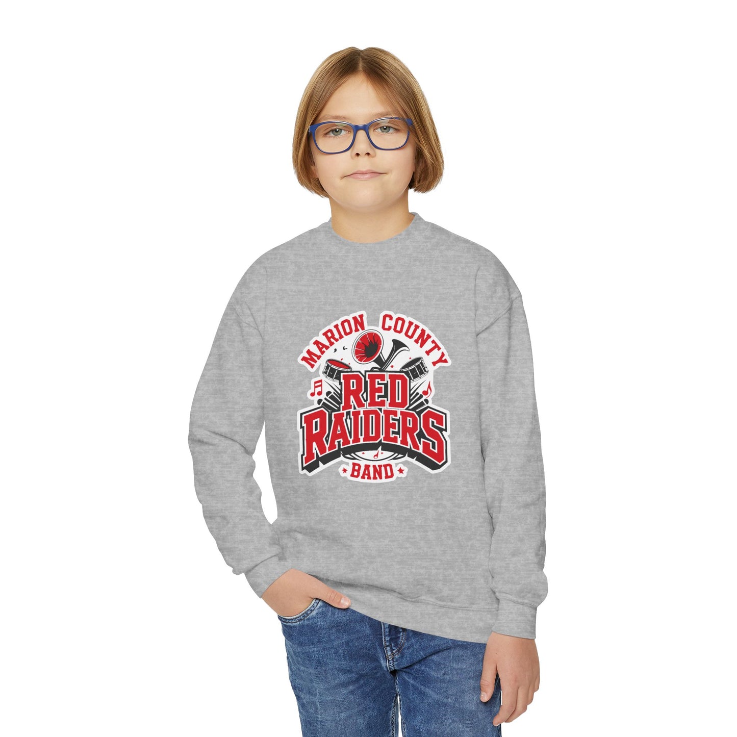 Youth Crewneck Sweatshirt \ Marion County Red Raiders Band \ MCB2