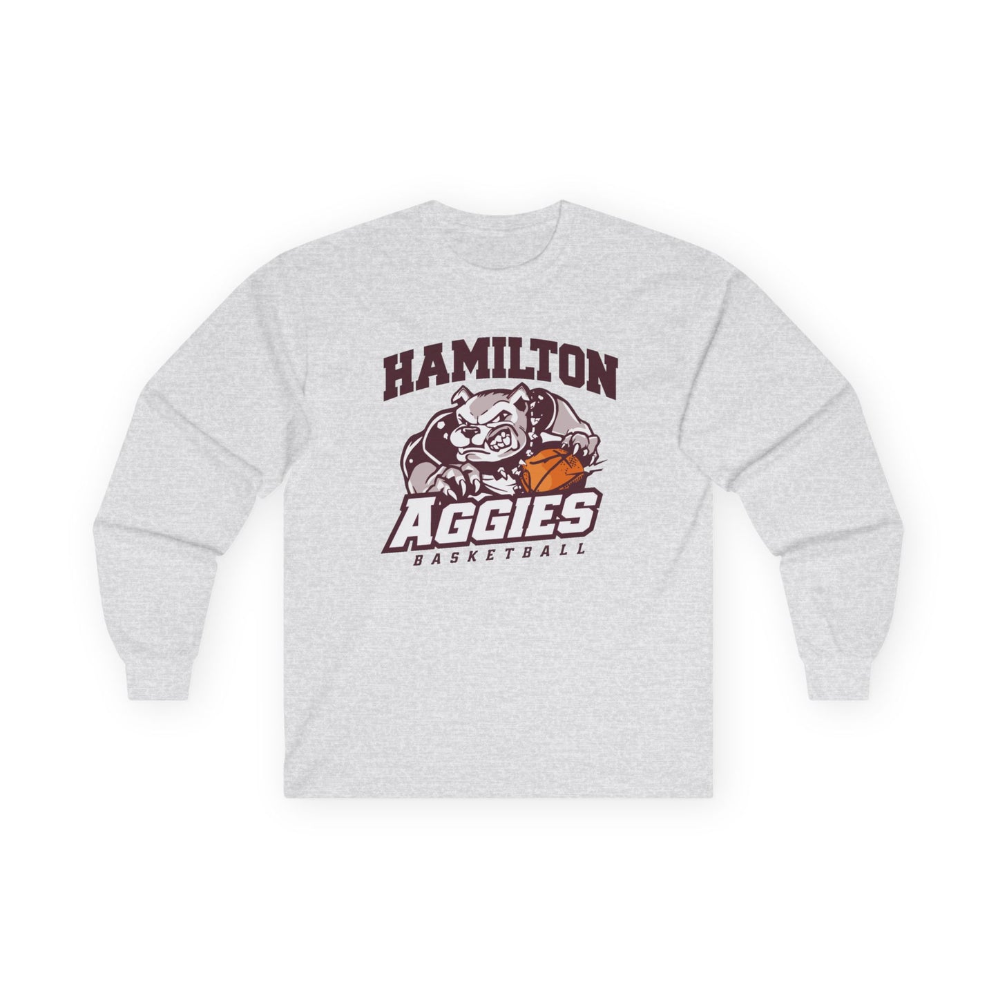 Adult Long Sleeve Tee \ Hamilton Aggies Basketball \ HABB1