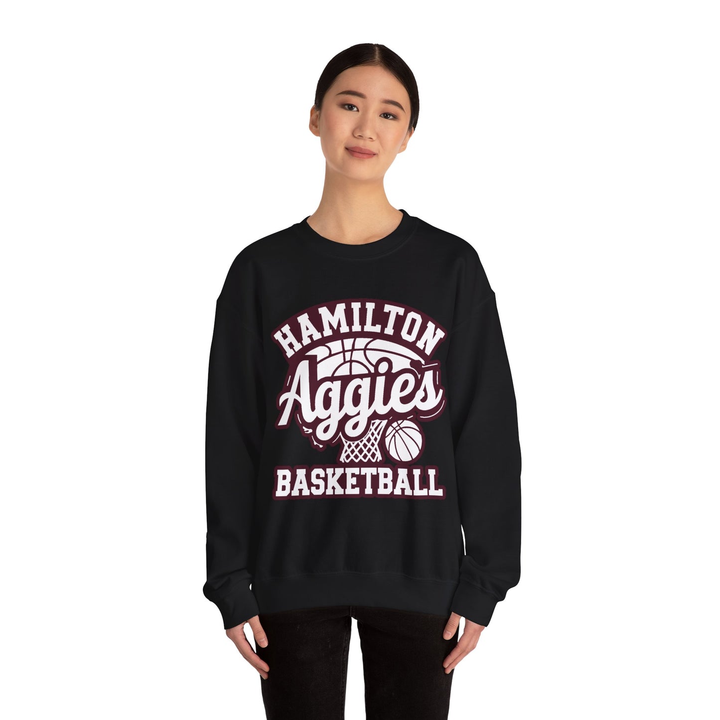Adult Crewneck Sweatshirt \ Hamilton Aggies Basketball \ HABKG1