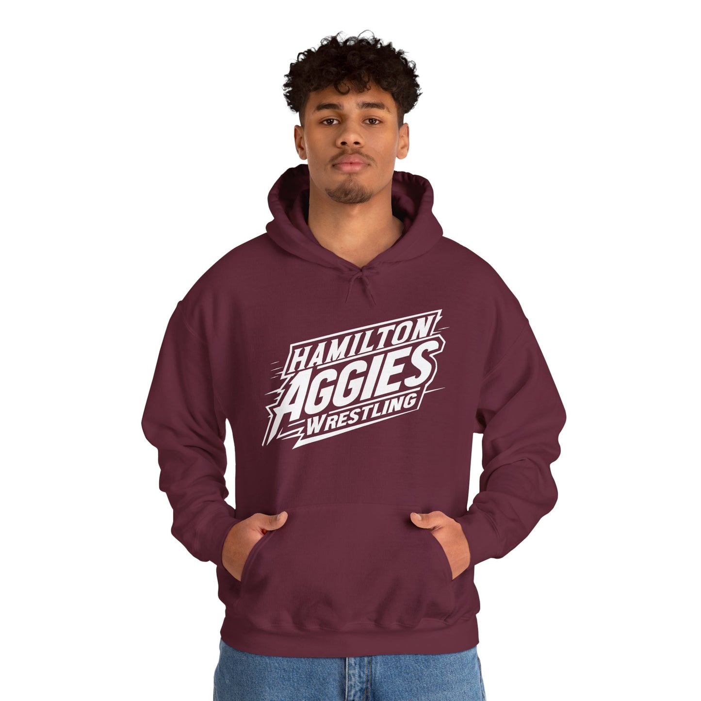 Adult Hoodie Sweatshirt \ Hamilton Aggies Wrestling \ HAW1