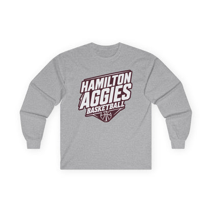 Adult Long Sleeve Tee \ Hamilton Aggies Basketball \ HABB2