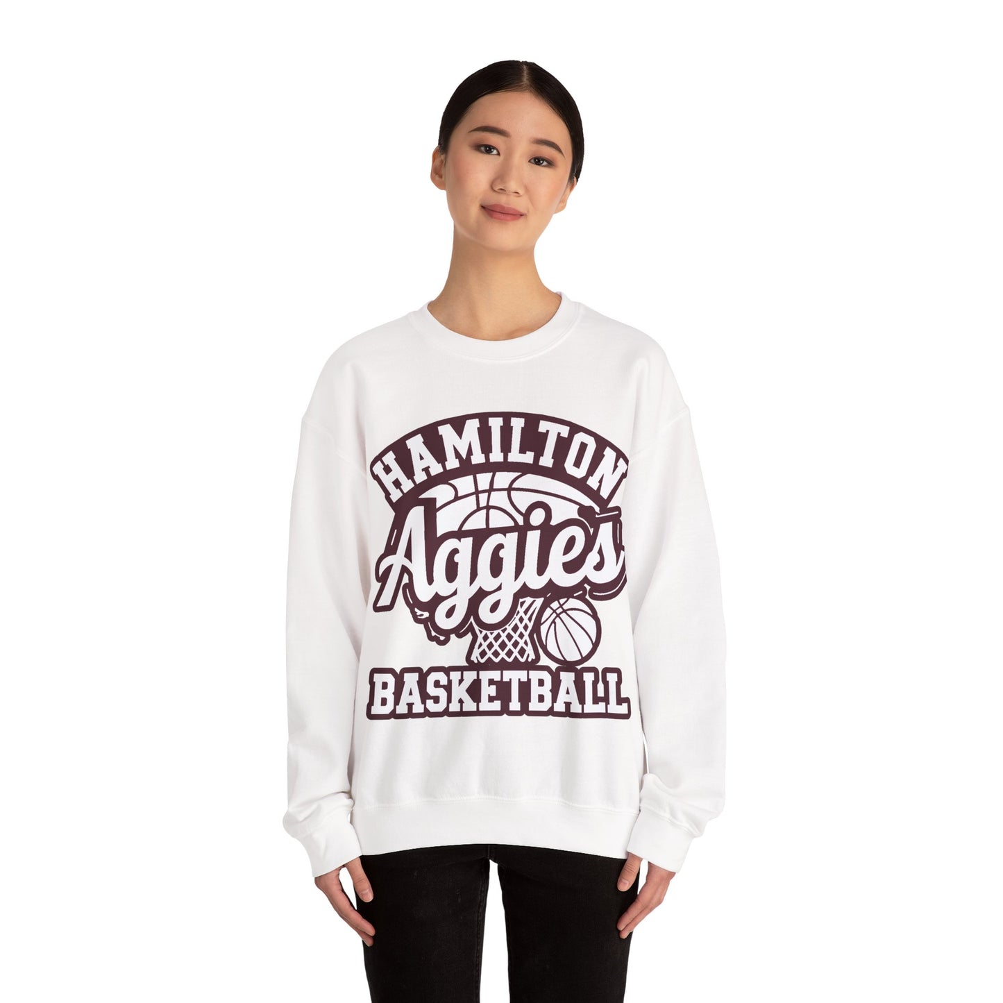 Adult Crewneck Sweatshirt \ Hamilton Aggies Basketball \ HABBG1