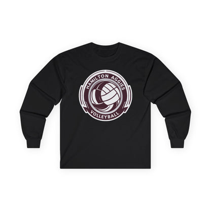 Adult Long Sleeve Tee \ Hamilton Aggies Volleyball \ HAV1