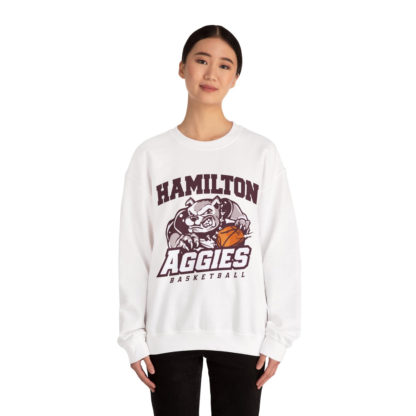 Adult Crewneck Sweatshirt \ Hamilton Aggies Basketball \ HABB1