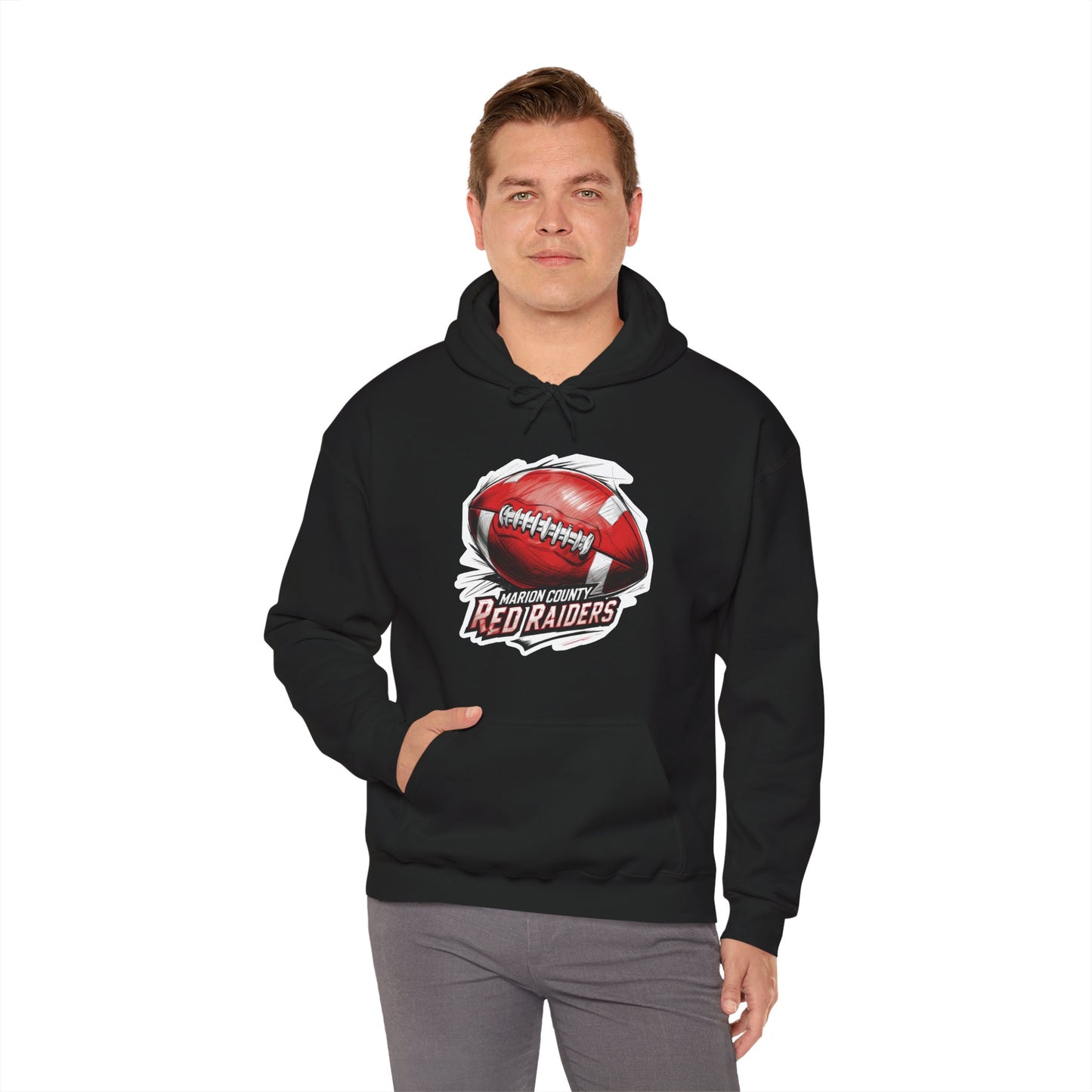 Adult Hoodie Sweatshirt \ Marion County Red Raiders Football \ MCF1