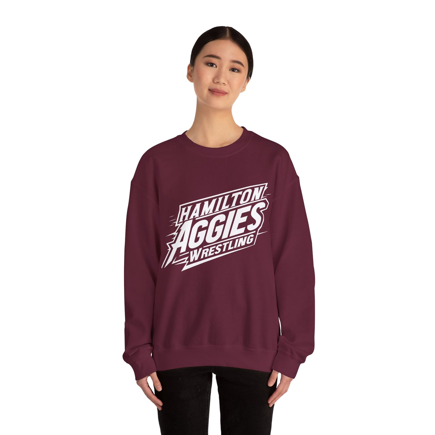 Adult Crewneck Sweatshirt \ Hamilton Aggies Wrestling \ HAW1