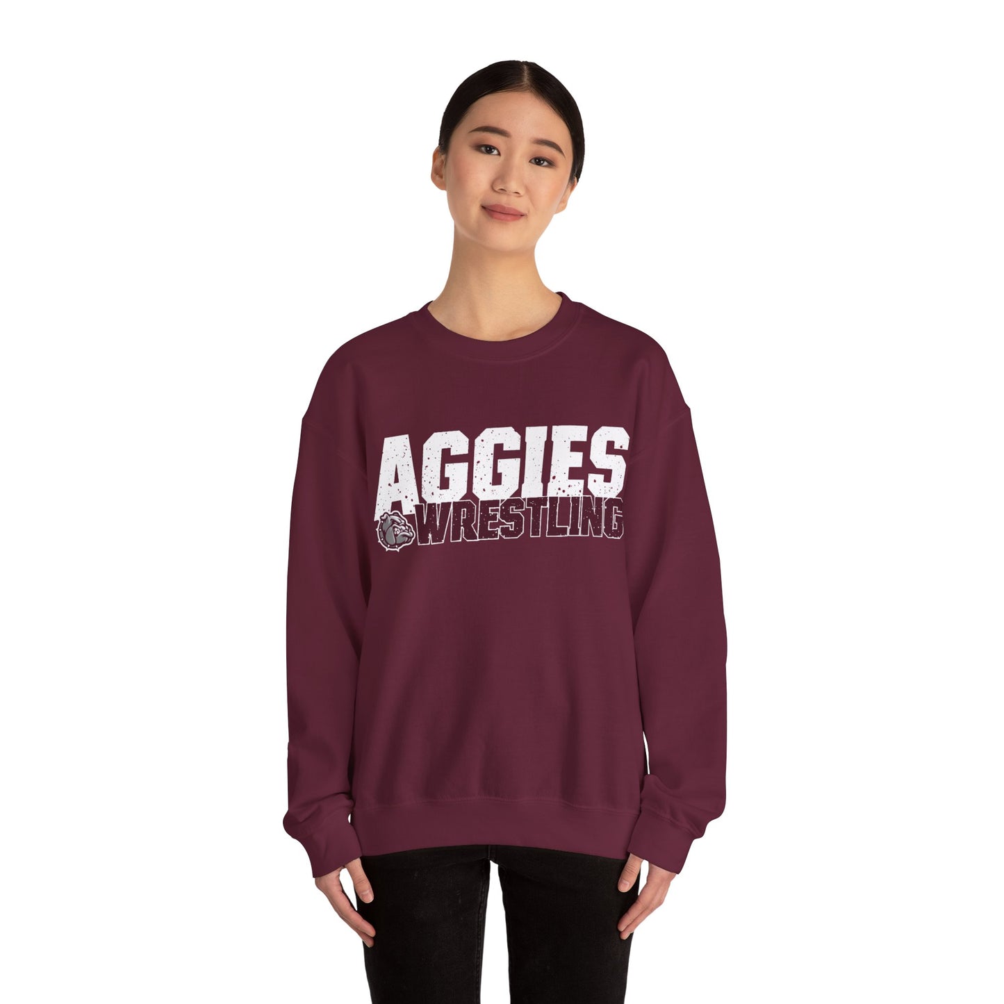 Adult Crewneck Sweatshirt \ Hamilton Aggies Wrestling \ HAW3