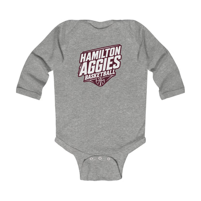 Long Sleeve Baby Bodysuit \ Hamilton Aggies Basketball \ HABB2