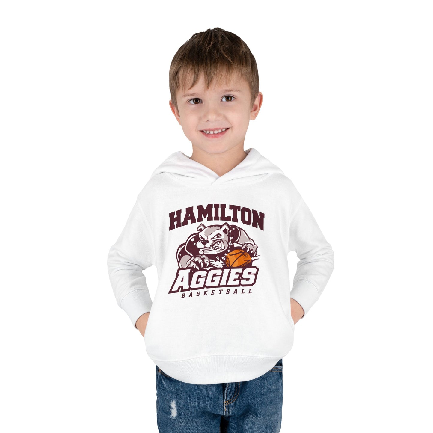 Toddler Hoodie Sweatshirt \ Hamilton Aggies Basketball \ HABB1