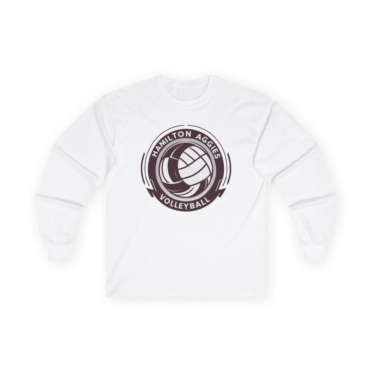 Adult Long Sleeve Tee \ Hamilton Aggies Volleyball \ HAV1