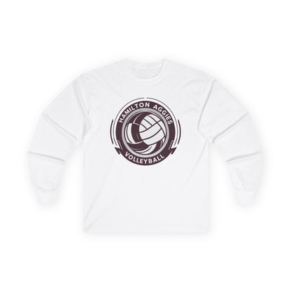 Adult Long Sleeve Tee \ Hamilton Aggies Volleyball \ HAV1