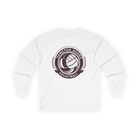 Adult Long Sleeve Tee \ Hamilton Aggies Volleyball \ HAV1