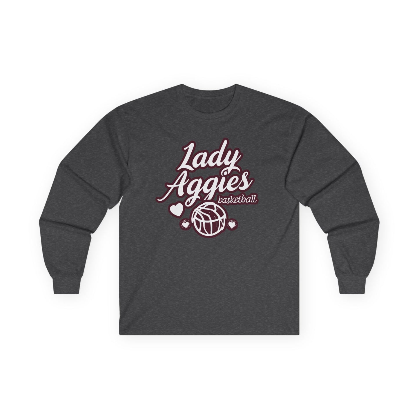 Adult Long Sleeve Tee \ Hamilton Aggies Basketball \ HABBG2