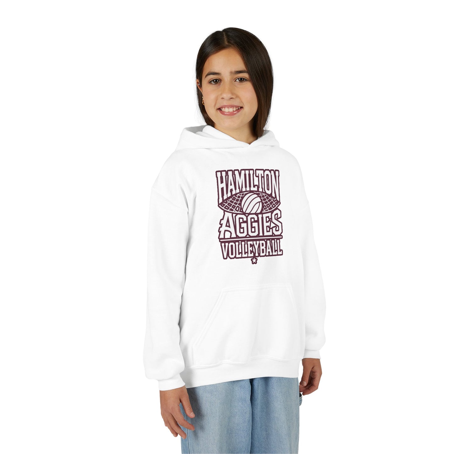 Youth Hoodie Sweatshirt \ Hamilton Aggies Volleyball \ HAV2