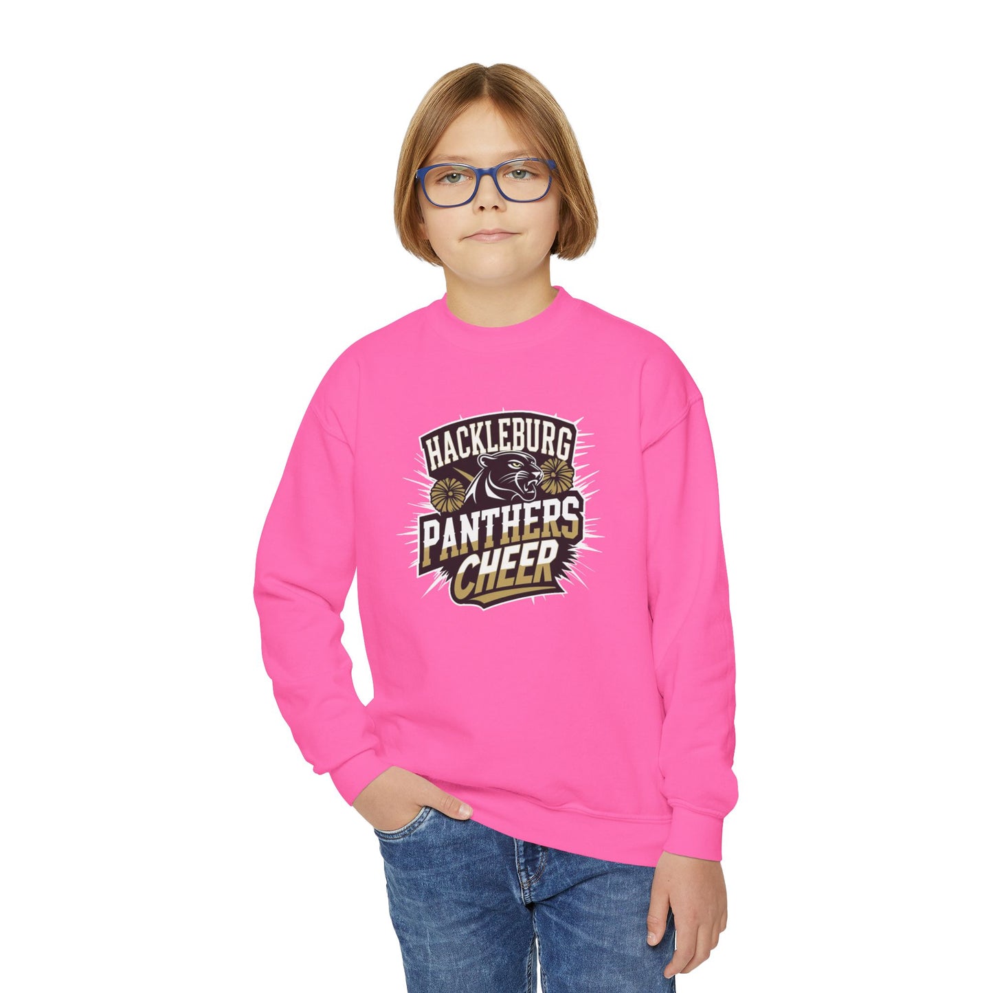 Youth Crewneck Sweatshirt \ Hackleburg Panthers Cheer \ HPC1