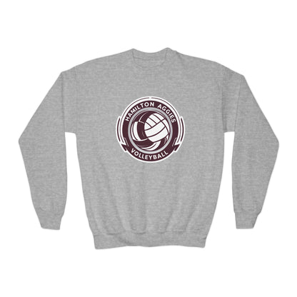 Youth Crewneck Sweatshirt \ Hamilton Aggies Volleyball \ HAV1