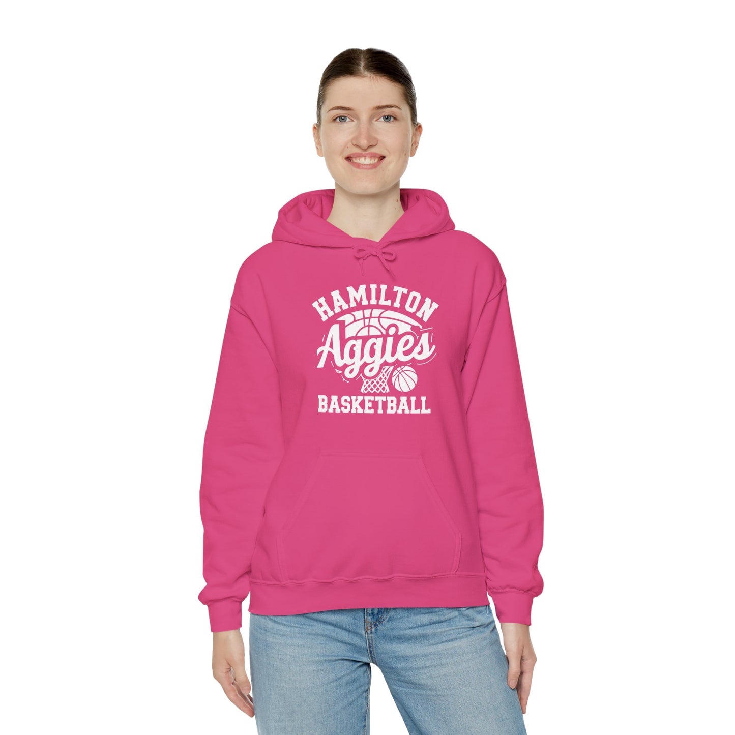 Adult Hoodie Sweatshirt \ Hamilton Aggies Basketball \ HABBG1