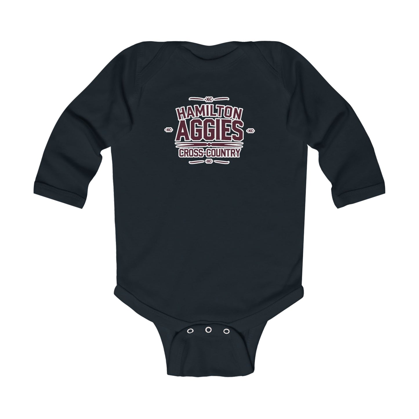 Long Sleeve Baby Bodysuit \ Hamilton Aggies Cross-Country \ HCC1