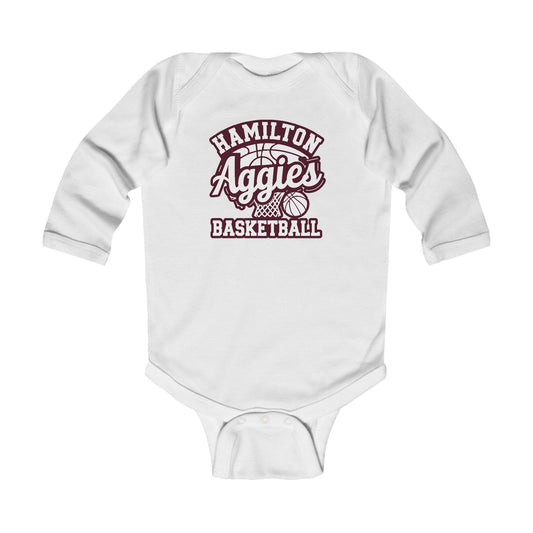Long Sleeve Baby Bodysuit \ Hamilton Aggies Basketball \ HABBG1