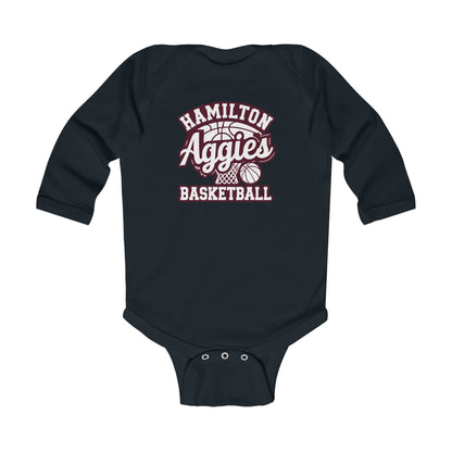 Long Sleeve Baby Bodysuit \ Hamilton Aggies Basketball \ HABKG1