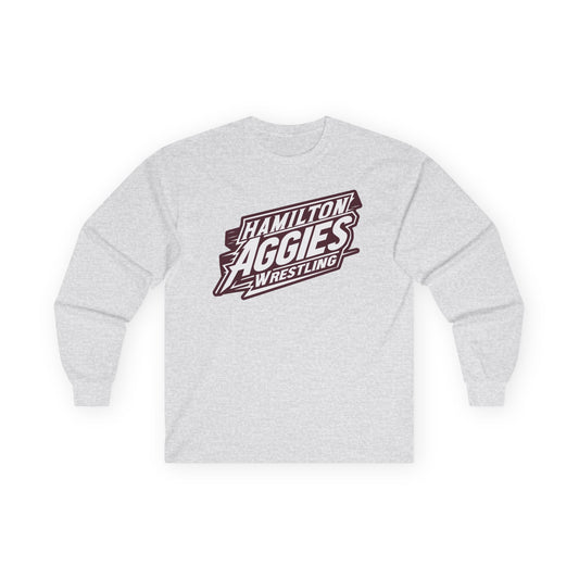 Adult Long Sleeve Tee \ Hamilton Aggies Wrestling \ HAW1