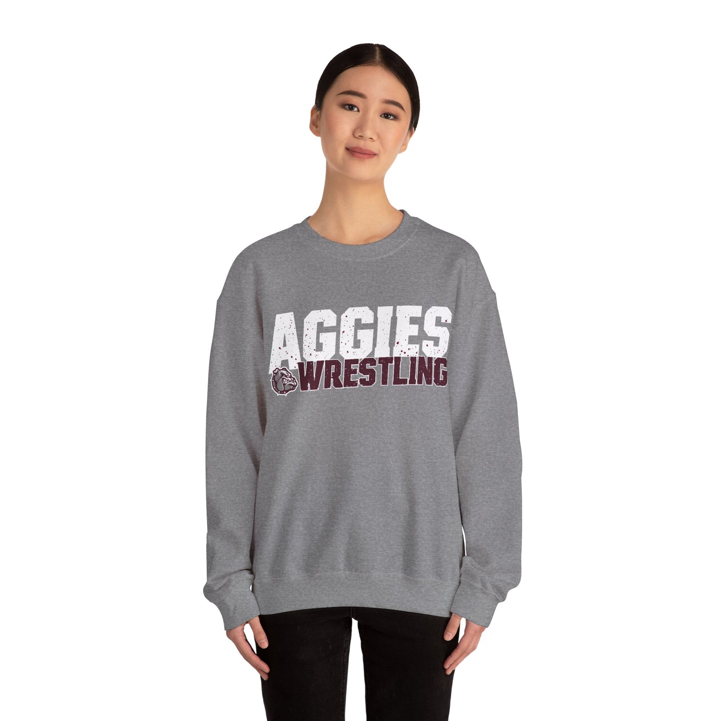 Adult Crewneck Sweatshirt \ Hamilton Aggies Wrestling \ HAW3