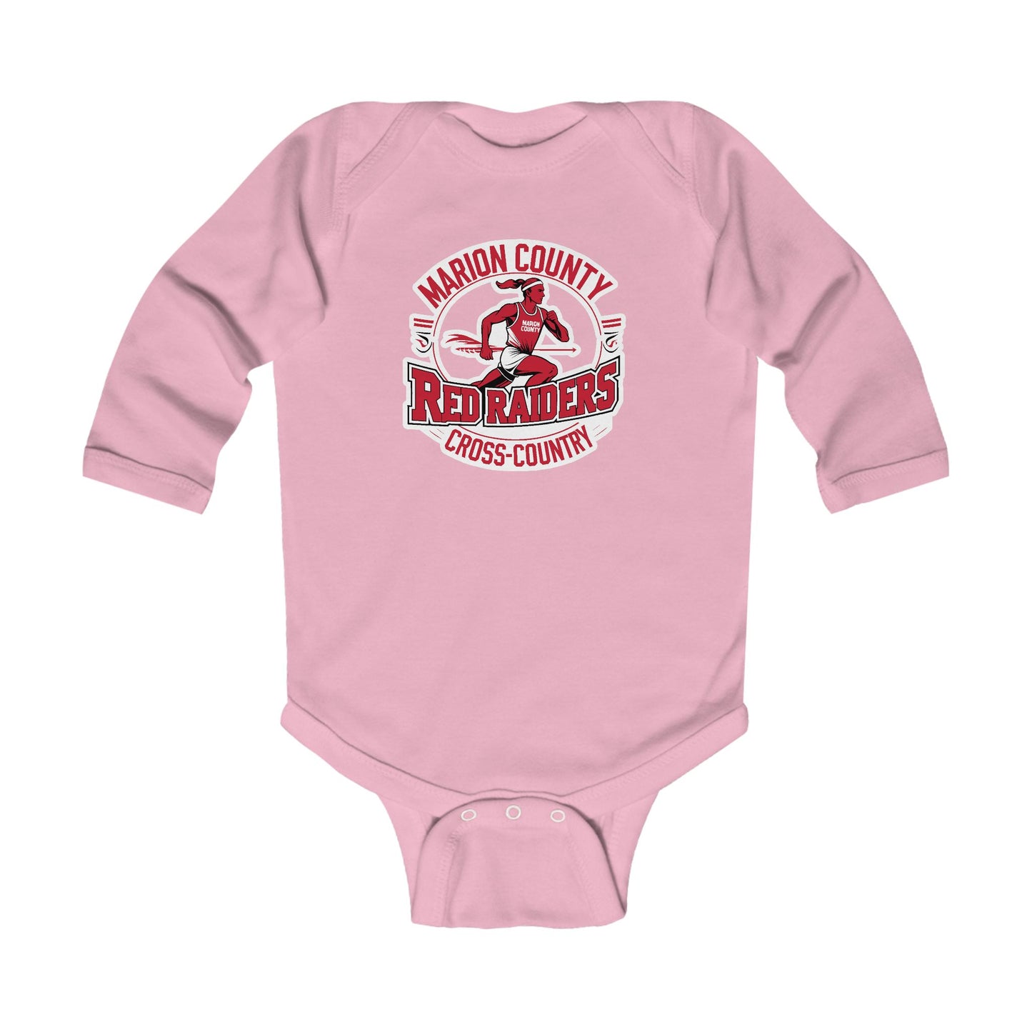 Long Sleeve Baby Bodysuit \ Marion County Red Raiders Cross-Country \ MCCC2