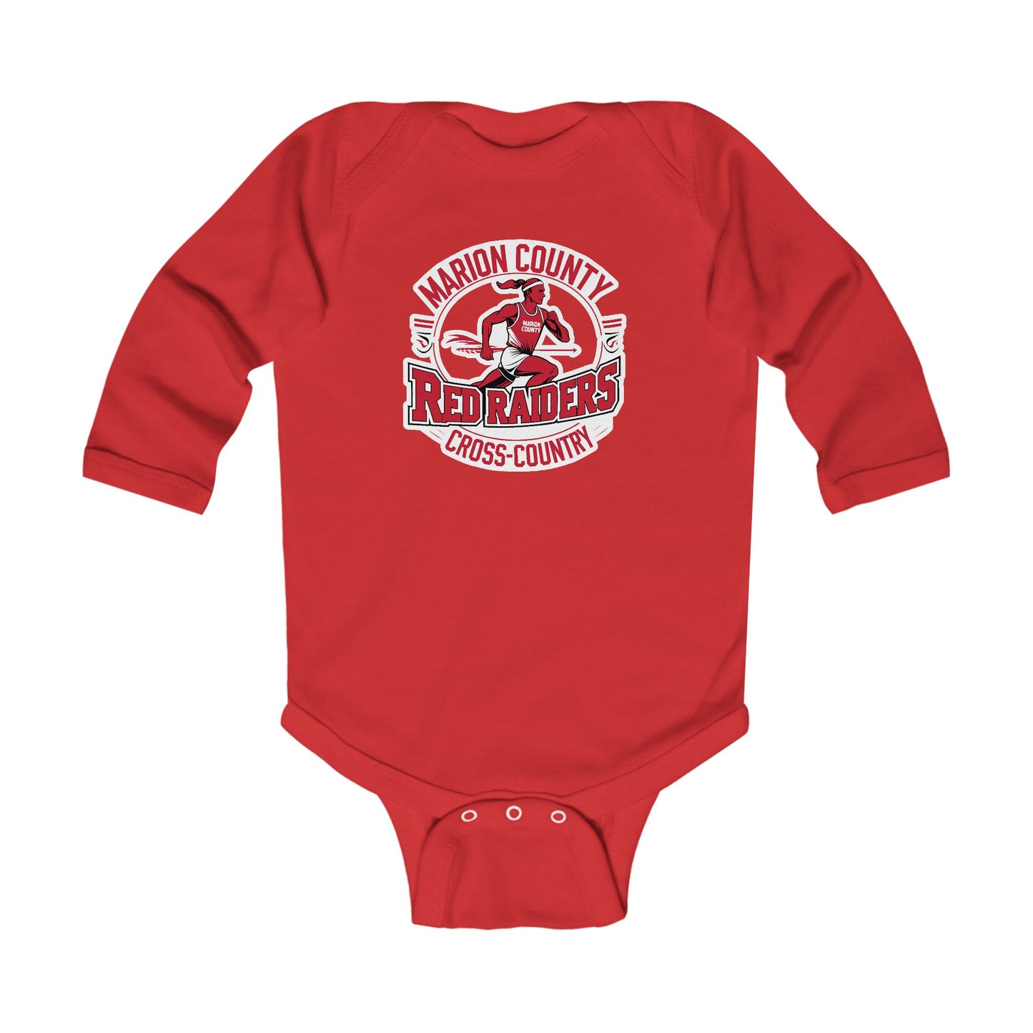 Long Sleeve Baby Bodysuit \ Marion County Red Raiders Cross-Country \ MCCC2