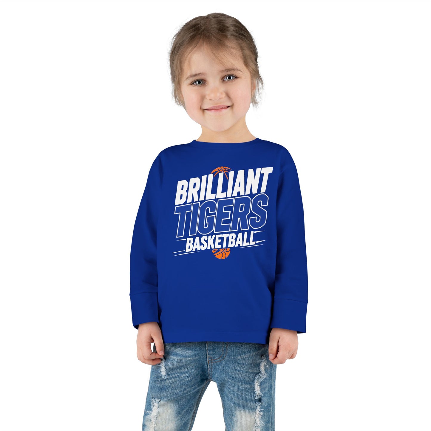 Toddler Long Sleeve Tee \ Brilliant Tigers Basketball \ BTBK1
