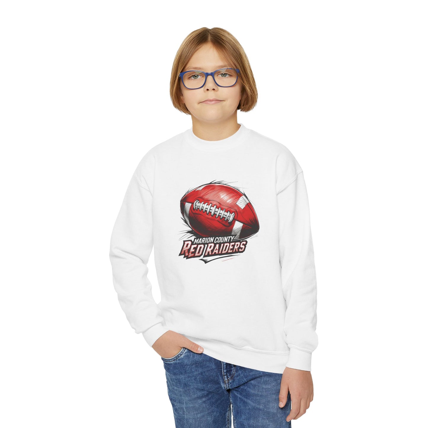 Youth Crewneck Sweatshirt \ Marion County Red Raiders Football \ MCF1