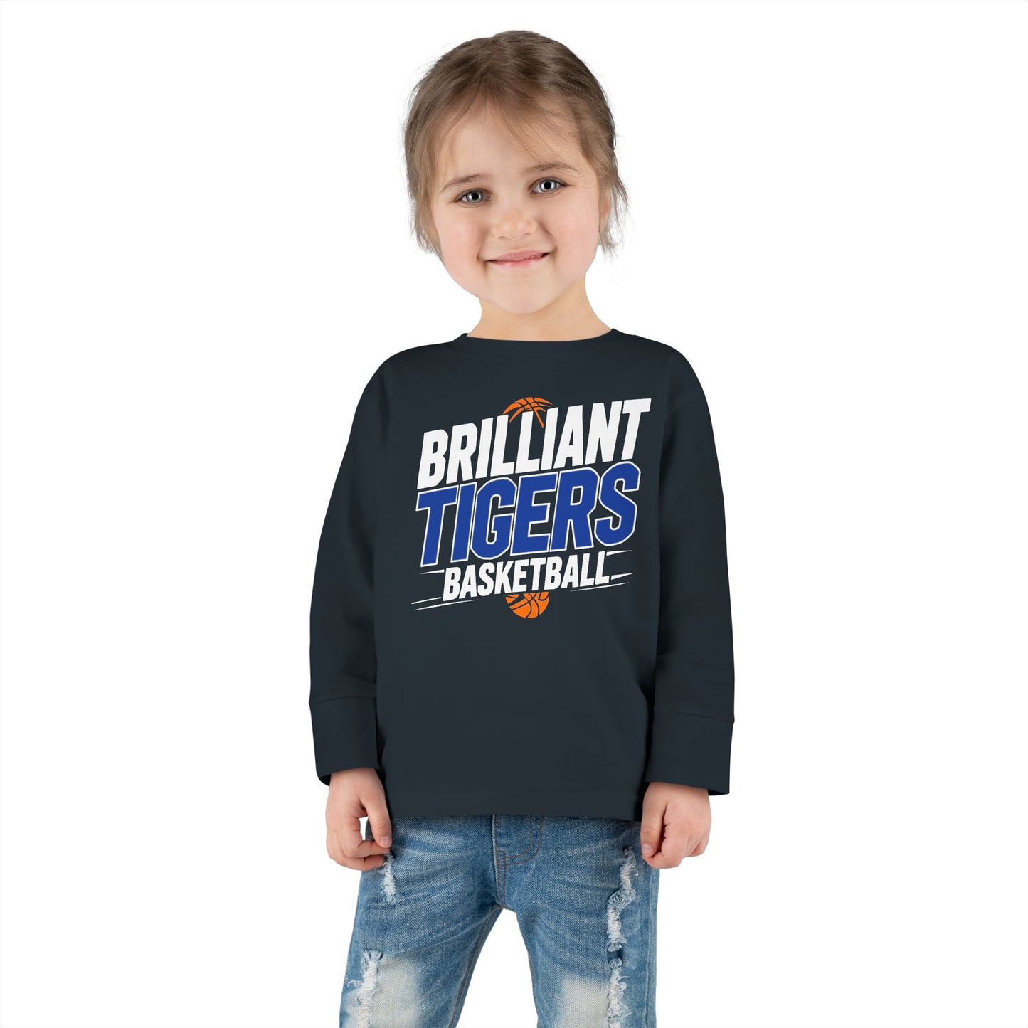 Toddler Long Sleeve Tee \ Brilliant Tigers Basketball \ BTBK1