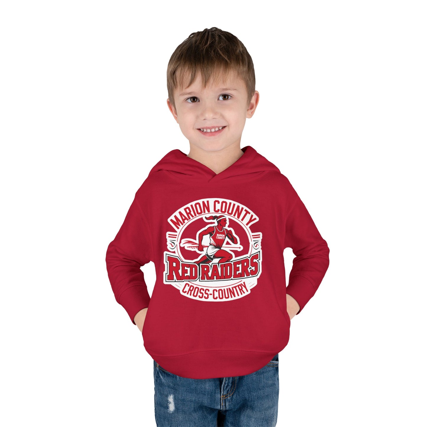 Toddler Hoodie Sweatshirt \ Marion County Red Raiders Cross-Country \ MCCC2