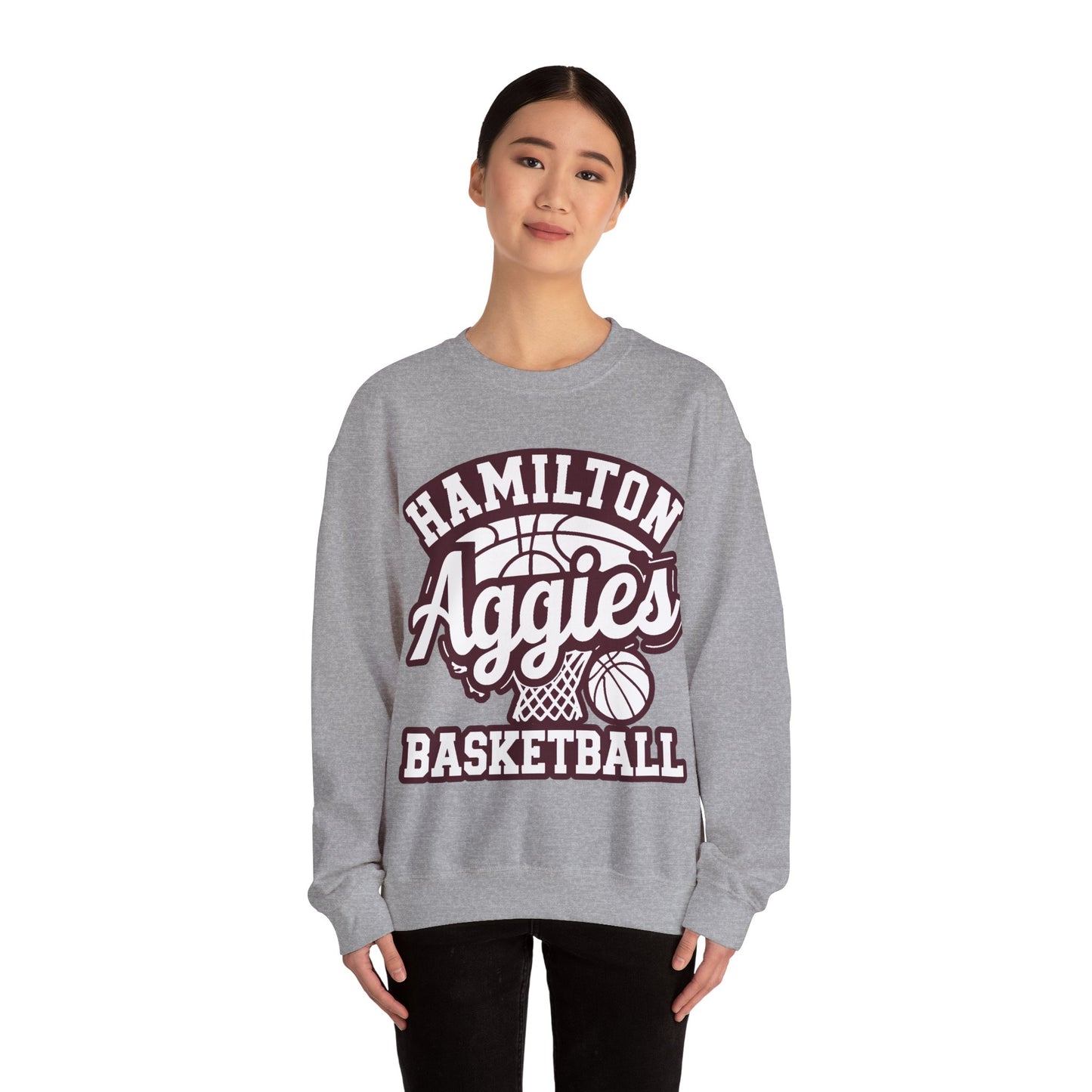 Adult Crewneck Sweatshirt \ Hamilton Aggies Basketball \ HABBG1