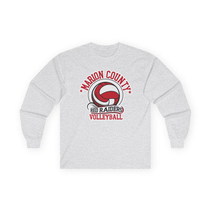 Adult Long Sleeve Tee \ Marion County Red Raiders Volleyball \ MCV1