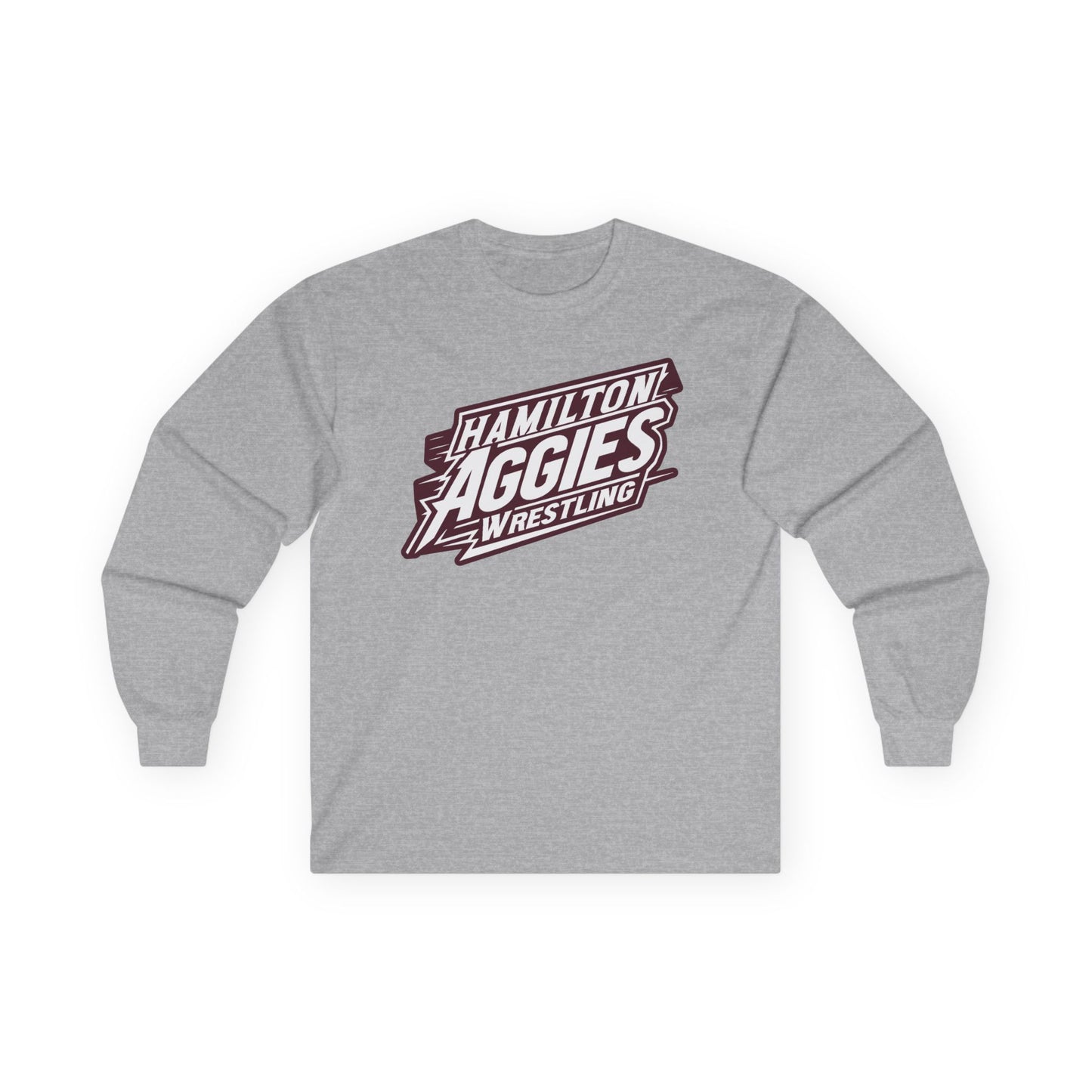 Adult Long Sleeve Tee \ Hamilton Aggies Wrestling \ HAW1