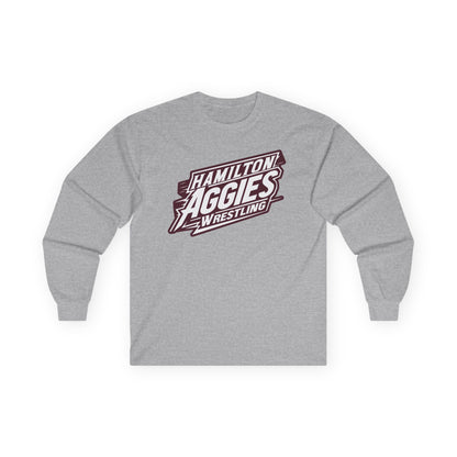 Adult Long Sleeve Tee \ Hamilton Aggies Wrestling \ HAW1