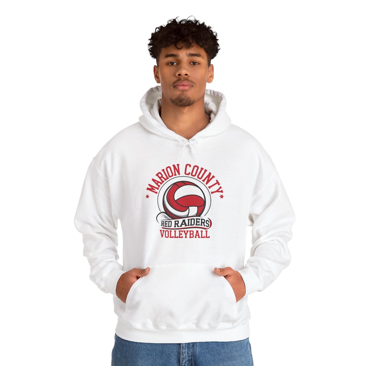 Adult Hoodie Sweatshirt \ Marion County Red Raiders Volleyball \ MCV1