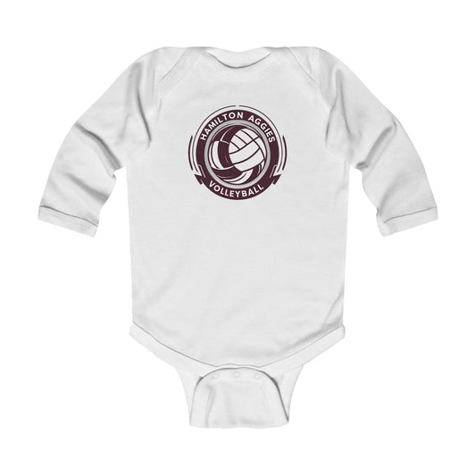 Long Sleeve Baby Bodysuit \ Hamilton Aggies Volleyball \ HAV1
