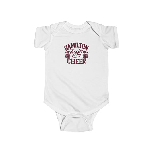Short Sleeve Baby Bodysuit \ Hamilton Aggies Cheer \ Style HAC2