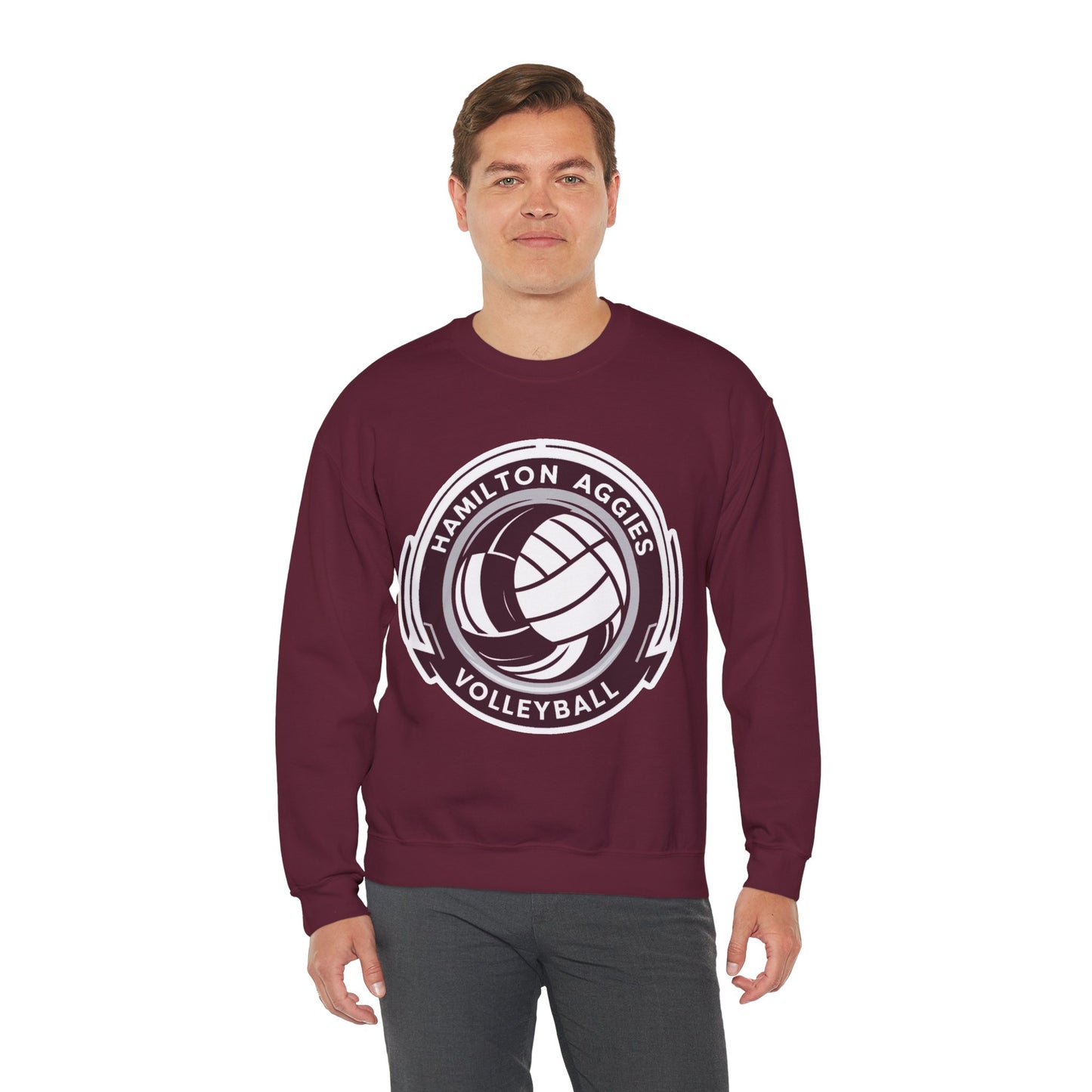 Adult Crewneck Sweatshirt \ Hamilton Aggies Volleyball \ HAV1