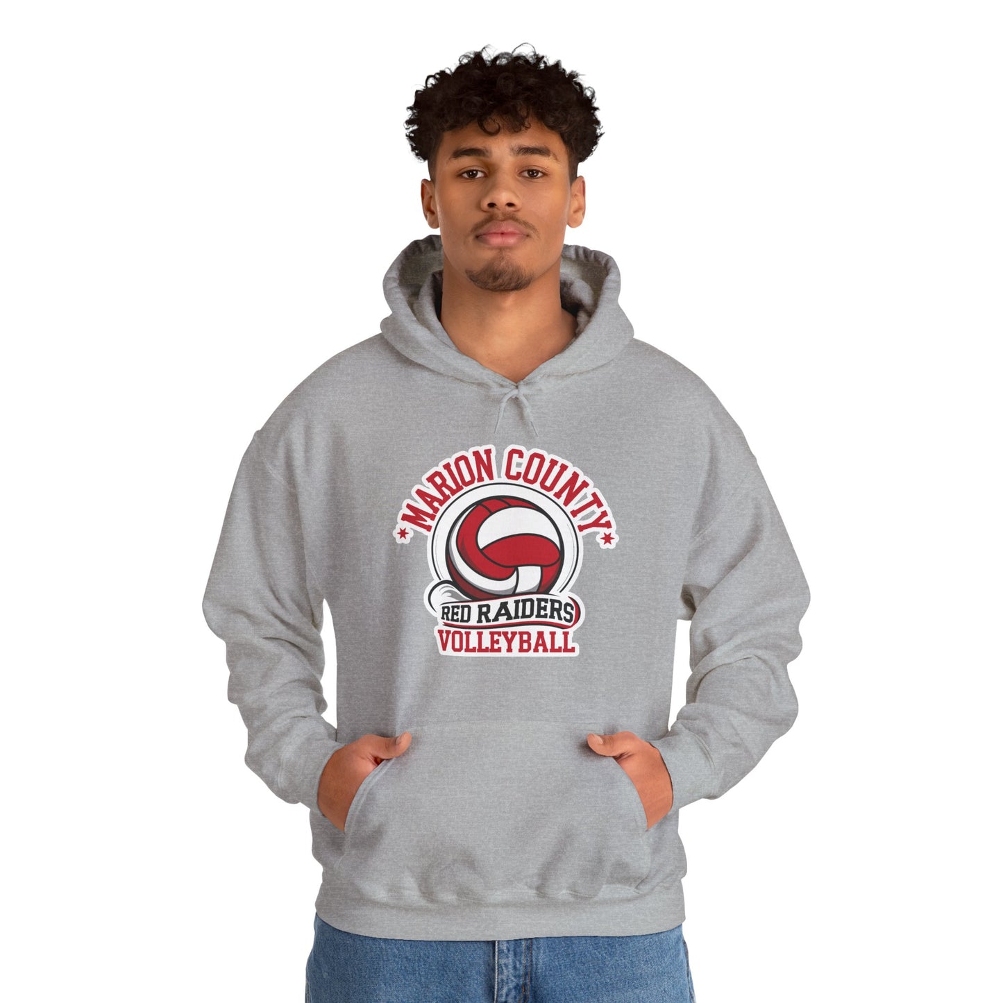 Adult Hoodie Sweatshirt \ Marion County Red Raiders Volleyball \ MCV1