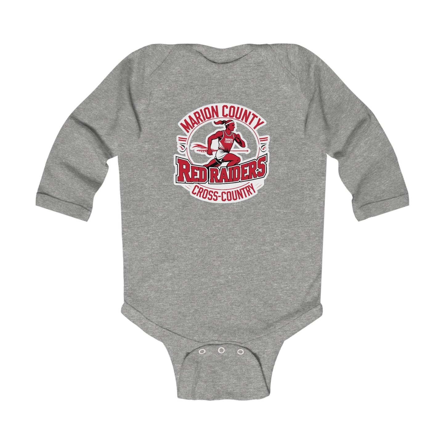Long Sleeve Baby Bodysuit \ Marion County Red Raiders Cross-Country \ MCCC2
