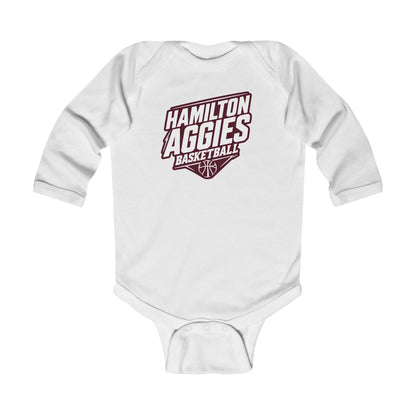 Long Sleeve Baby Bodysuit \ Hamilton Aggies Basketball \ HABB2