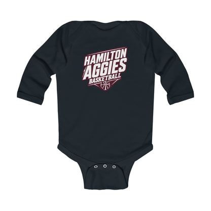 Long Sleeve Baby Bodysuit \ Hamilton Aggies Basketball \ HABK2