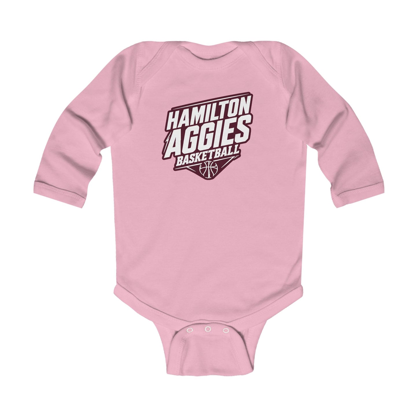 Long Sleeve Baby Bodysuit \ Hamilton Aggies Basketball \ HABB2