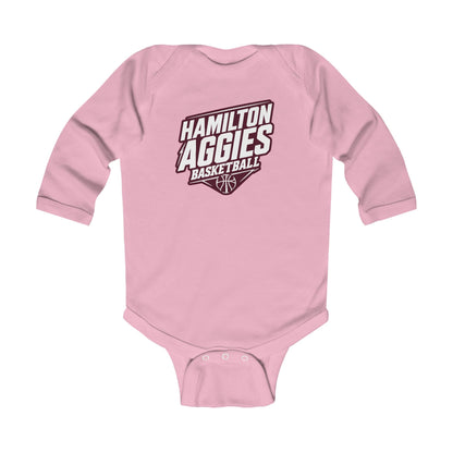 Long Sleeve Baby Bodysuit \ Hamilton Aggies Basketball \ HABB2