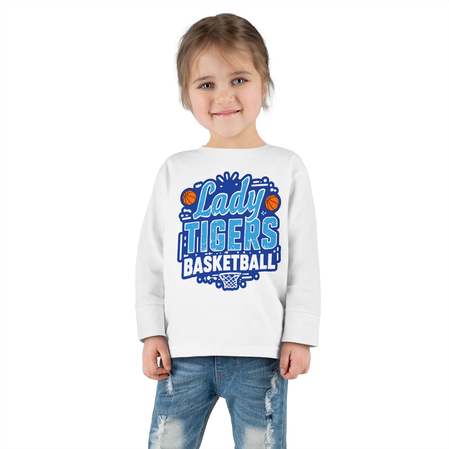Toddler Long Sleeve Tee \ Brilliant Tigers Basketball \ BTBKG1