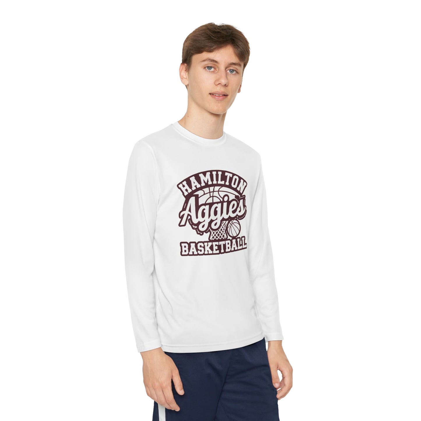 Youth Long Sleeve Tee \ Hamilton Aggies Basketball \ HABBG1