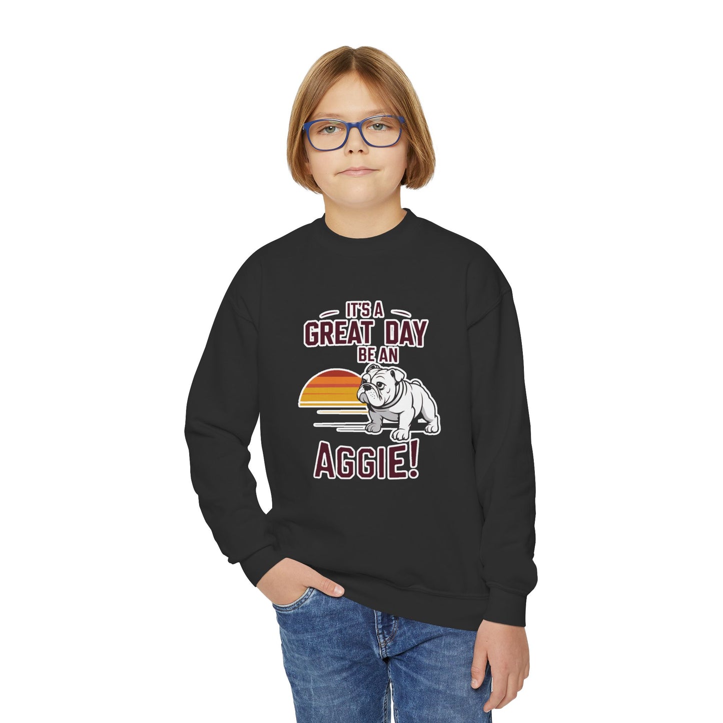 Youth Crewneck Sweatshirt \ It's a Great Day to be an Aggie! \ GDA3