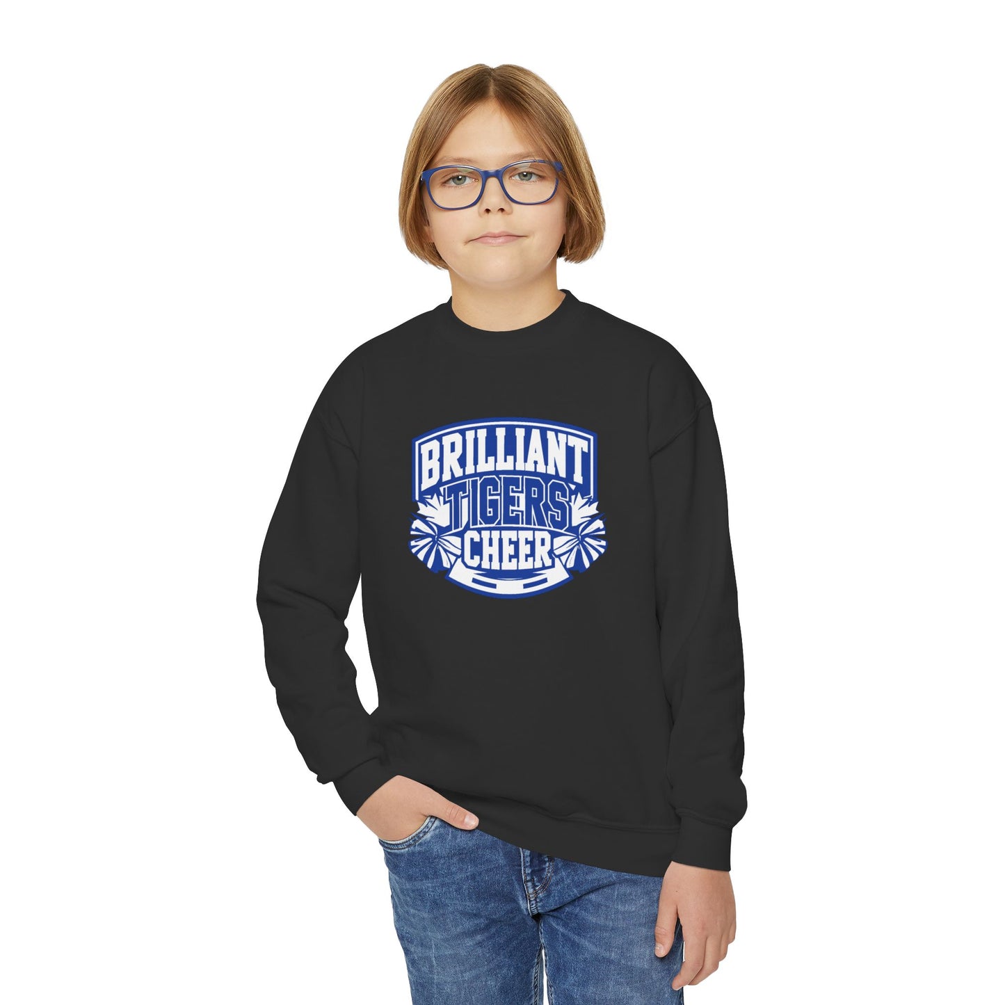 Youth Crewneck Sweatshirt \ Brilliant Tigers Cheer \ BTC1